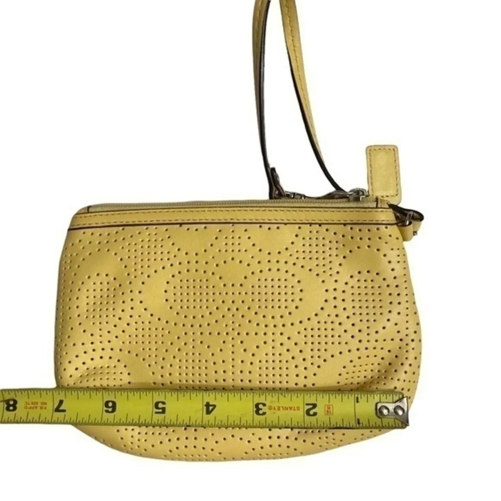 Coach yellow vintage y2k leather perforated signature c wristlet bag